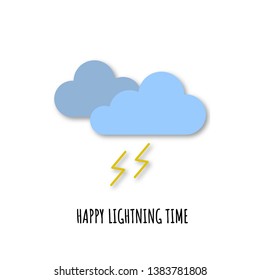 Meteorology lightning icon with shadow for website or mobile app. Modern additional element of clouds and lightning. Simple design flat symbol with nice phrase.