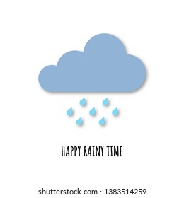 Meteorology rainy time icon with shadow for website or mobile app. Modern additional element cloud and rain. Simple design flat symbol with nice phrase.
