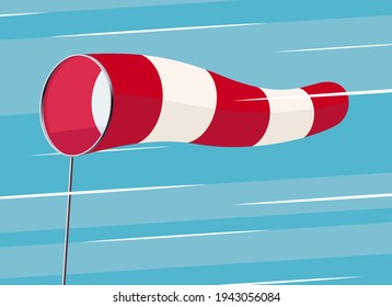 Meteorology red and white windsock