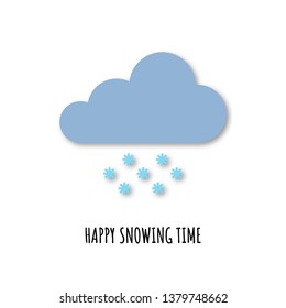 Meteorology snowing time icon with shadow for website or mobile app. Modern additional element cloud and snow. Simple design flat symbol with nice phrase.