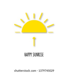 Meteorology sunrise icon with shadow for website or mobile app. Modern additional element of sun going up. Simple design flat symbol with nice phrase.
