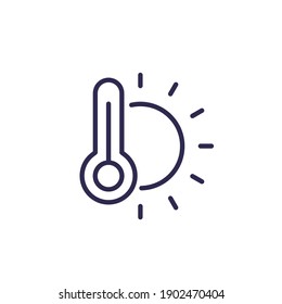 meteorology, temperature line icon on white