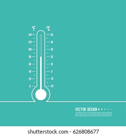 The meteorology thermometer with Celsius and Fahrenheit to measure the temperature of the environment. 