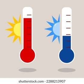 Meteorology thermometer with high hot, low cold. Weather climate control thermostat equipment	