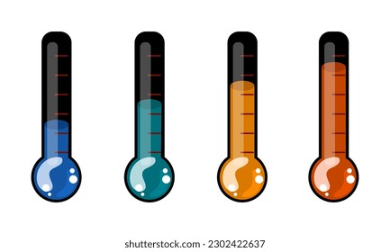 Meteorology thermometer with high hot, low cold, warm, cool degree. Weather climate control thermostat equipment