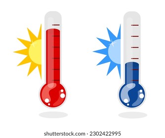 Meteorology thermometer with high hot, low cold. Weather climate control thermostat equipment