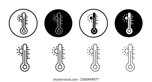 Meteorology thermometer measuring icon Vector logo outline