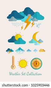 Meteorology Weather flat  set