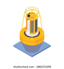 Meteorology weather forecast isometric composition with view of sea buoy with meteo equipment vector illustration