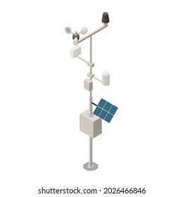 Meteorology weather forecast isometric composition with isolated image of modern weather vane vector illustration