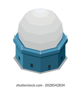 Meteorology weather forecast isometric composition with isolated radar building vector illustration