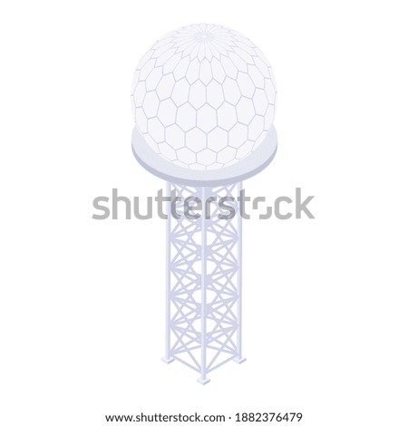 Meteorology weather forecast isometric composition with view of weather prediction tower vector illustration