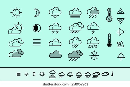 Meteorology, weather icon pack