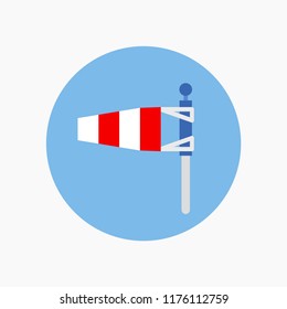 Meteorology windsock inflated by wind. Red and white windsock indicate the direction and strength of the wind.Vector illustration. EPS 10.