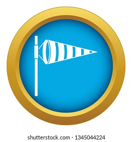 Meteorology windsock inflated by wind icon blue vector isolated on white background for any design
