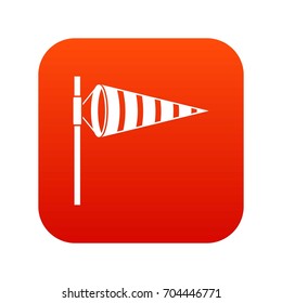 Meteorology windsock inflated by wind icon digital red for any design isolated on white vector illustration