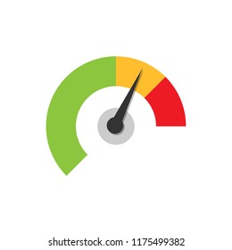 Meter dashboard icon in flat style. Credit score indicator level vector illustration on white isolated background. Gauges with measure scale business concept.