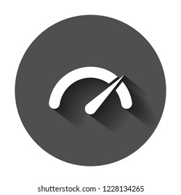 Meter dashboard icon in flat style. Credit score indicator level vector illustration with long shadow. Gauges with measure scale business concept.