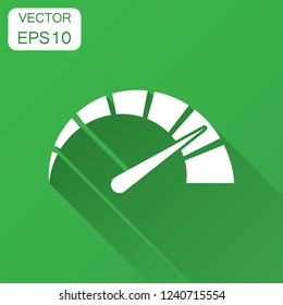 Meter dashboard icon in flat style. Credit score indicator level vector illustration with long shadow. Gauges with measure scale business concept.