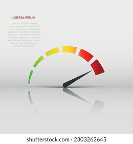 Meter dashboard icon in flat style. Credit score indicator level vector illustration on white isolated background. Gauges with measure scale business concept.