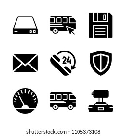 meter, e-mail, front and data icons in Web vector set. Graphics for web and design