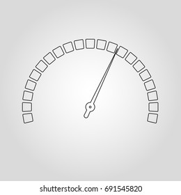 Meter and gauge outline icon. Speedometer and rpm meter line symbol. Vector illustration.