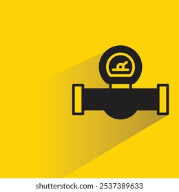 Indicador de metro y el icono de tubo con sombra sobre fondo amarillo