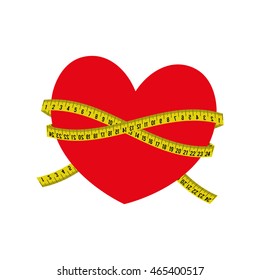 meter heart yellow tape measure tool icon. Isolated and flat illustration. Vector graphic