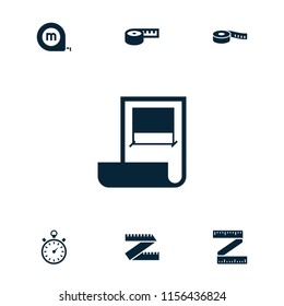 Meter icon. collection of 7 meter filled icons such as stopwatch, measuring tape, measure ruler, plan. editable meter icons for web and mobile.