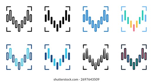 Ícone de medidor define coleção de vários estilos 
