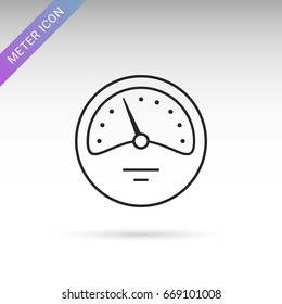 Meter icon in thin line style. Symbol of speedometer, manometer, tachometer.
