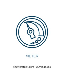 icono de contador. Icono de contorno delgado del medidor lineal aislado en fondo blanco. Señal del medidor vectorial de línea, símbolo para web y móvil