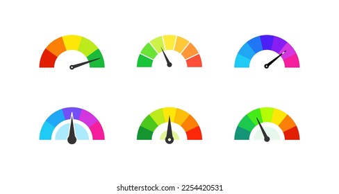 Ilustración mediática. Juego de concepto simple universal aislado de gálibo o vector velocímetro.