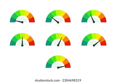 Ilustración mediática. Juego de concepto simple universal aislado de gálibo o vector velocímetro.