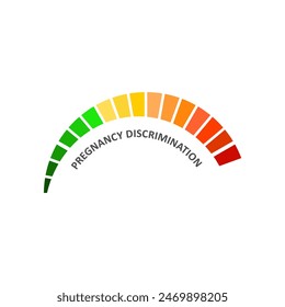 Meter scale with arrow. Pregnancy discrimination measuring device icon. Sign speedometer, indicator. Health care concept. Colleagues bullying, employee victim exclusion or worker harassment