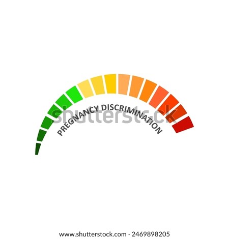 Meter scale with arrow. Pregnancy discrimination measuring device icon. Sign speedometer, indicator. Health care concept. Colleagues bullying, employee victim exclusion or worker harassment