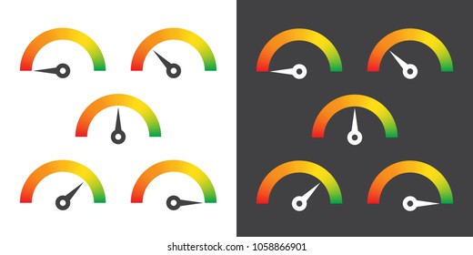 Meter sign infographic gauge element from red to green and green to red vector illustration