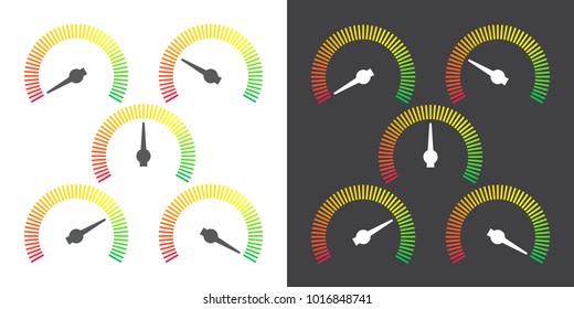 Meter signs infographic gauge element from red to green vector illustration