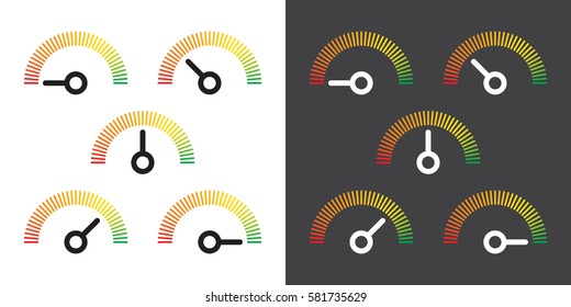 Meter Signs Infographic Gauge Element From Red To Green Vector Illustration