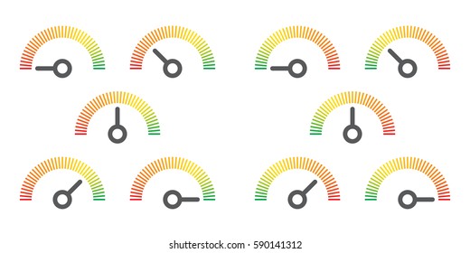 meter signs infographic gauge element from red to green and green to red vector illustration
