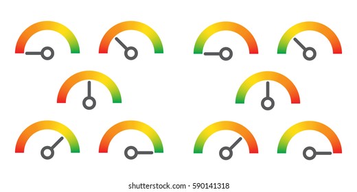 meter signs infographic gauge element from red to green and green to red vector illustration
