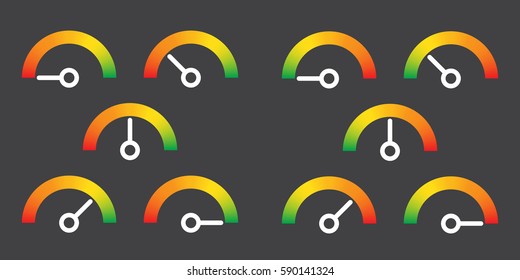 meter signs infographic gauge element from red to green and green to red vector illustration
