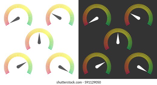 meter signs infographic gauge element from red to green vector illustration