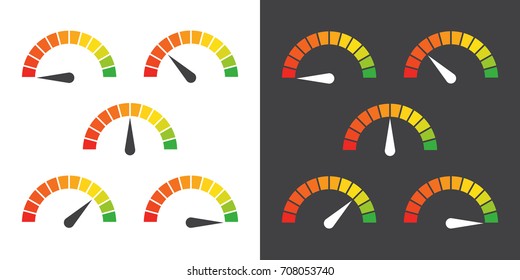 Meter signs infographic gauge element from red to green vector illustration