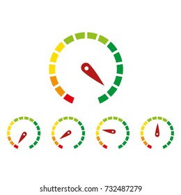 meter signs infographic gauge element from red to green and green to red vector illustration