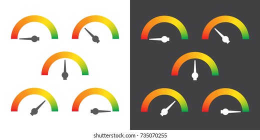 Meter signs infographic gauge element from red to green vector illustration