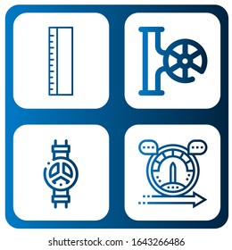 meter simple icons set. Contains such icons as Ruler, Valve, Speed, can be used for web, mobile and logo