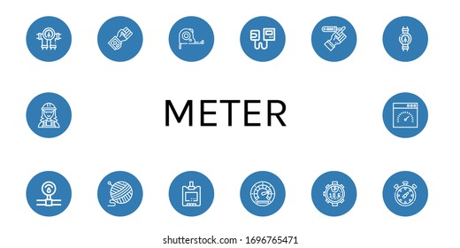 iconos simples de medidores. Contiene iconos tales como Gálibo, presión sanguínea, cinta de medida, Sfigmomanómetro, Diabetes, Presión, Yarn, Nivel de sangre del azúcar, puede ser usado para web, móvil y logo