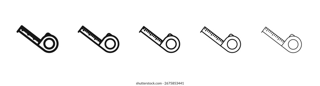 Meter tape icon vector outline set illustration sign