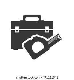 meter tool kit box repair construction silhouette icon. Flat and Isolated design. Vector illustration